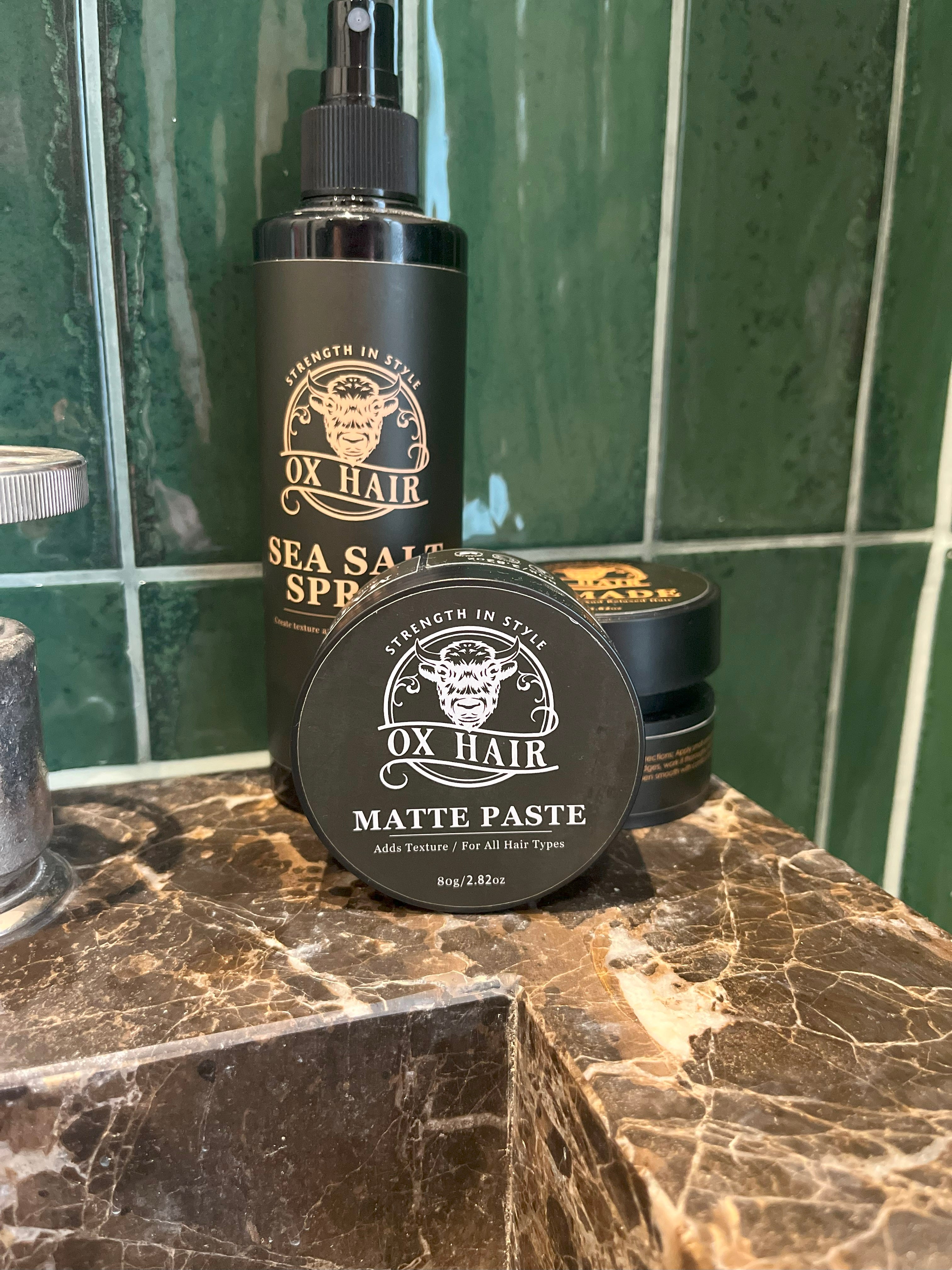 No Bull Pomade, Ox Sea Salt Spray, & Ox Mane Matte Paste BUNDLE